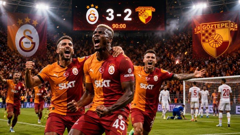 Galatasaray Geri Döndü, Göztepe’yi 3-2 Mağlup Etti