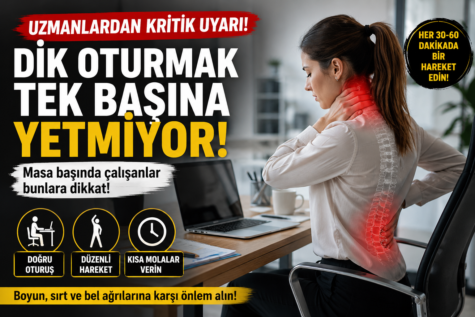 Dik Oturmak Tek Başına Yeterli Değil! Uzmanlardan Masa Başında Çalışanlara Önemli Uyarılar